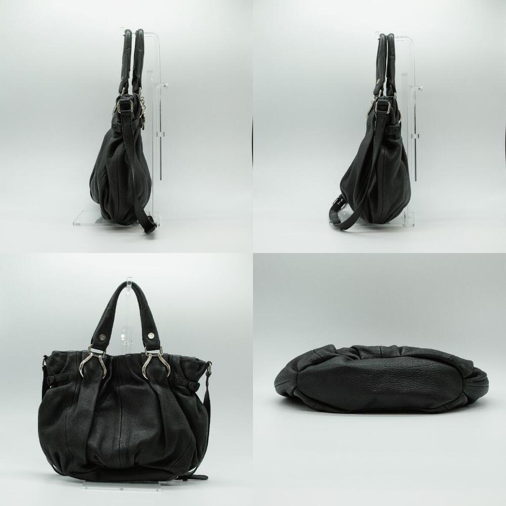 Celine Leather Handbag Silver Bag Black Shoulder Silver Black